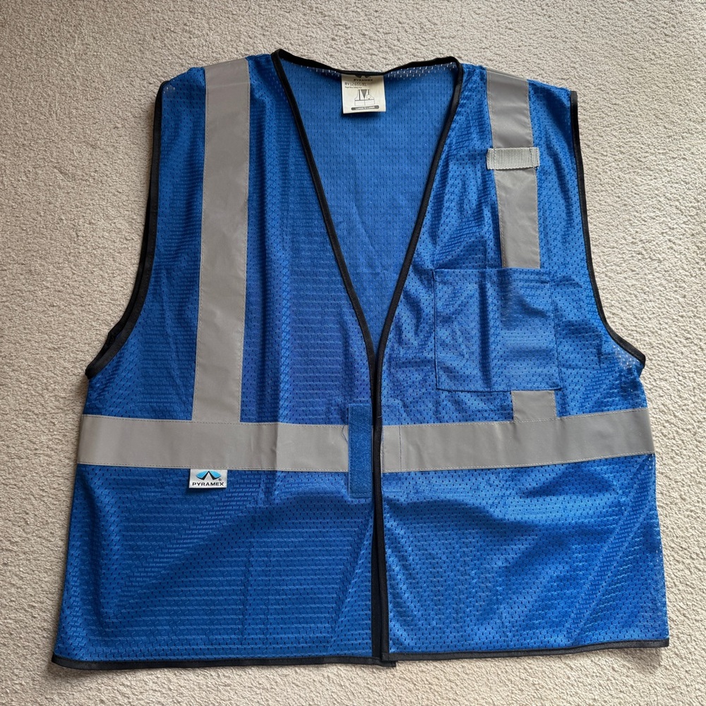 Pyramex RV1265L-XL Safety Vest Royal Blue Vest w/Reflect Large / XL New Mesh